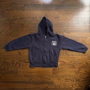 Kids Navy Zip-Up Hoodie with Route 66 Emblem